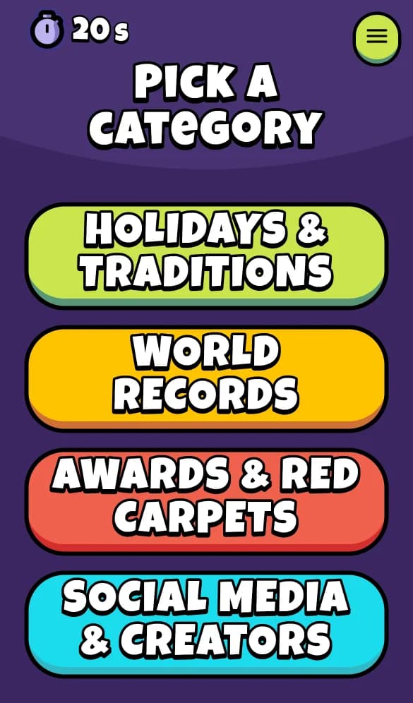 Buzzin phone screen: category voting