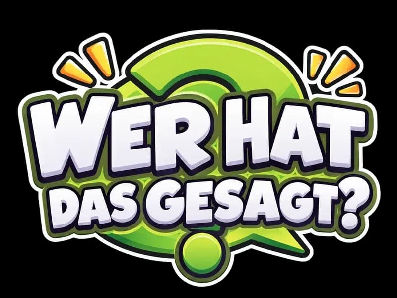 Logo des Spiels Wer hat das gesagt? vor einem TV-Studio