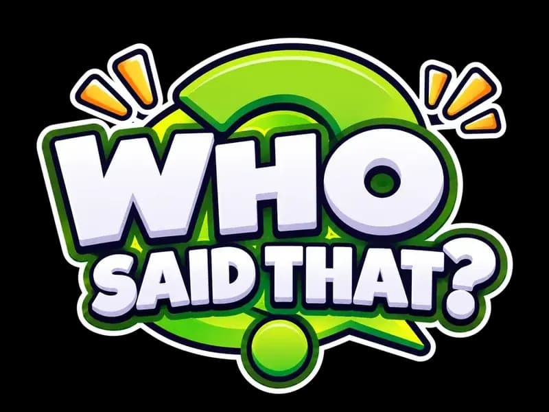 Who Said That? game logo in front of a TV studio