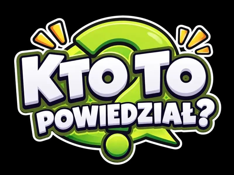 Logo gry Kto to powiedział? na tle telewizyjnego studia
