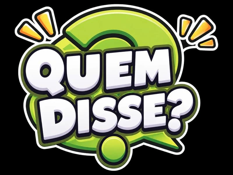 Logo do jogo Quem Disse? na frente de um estúdio de TV